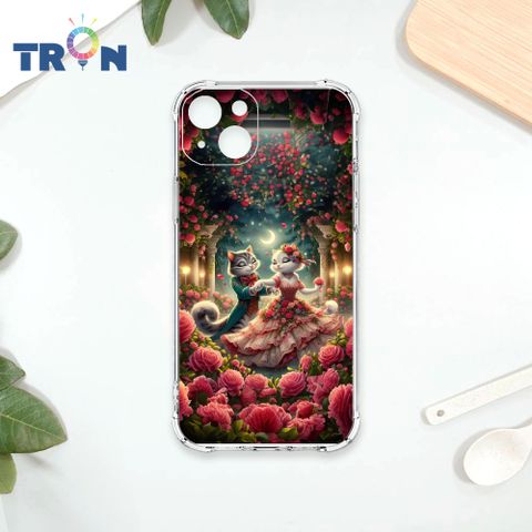 TRON IPhone 15 PLUS 月光下玫瑰庭園跳舞的貓咪 四角防摔殼 手機殼