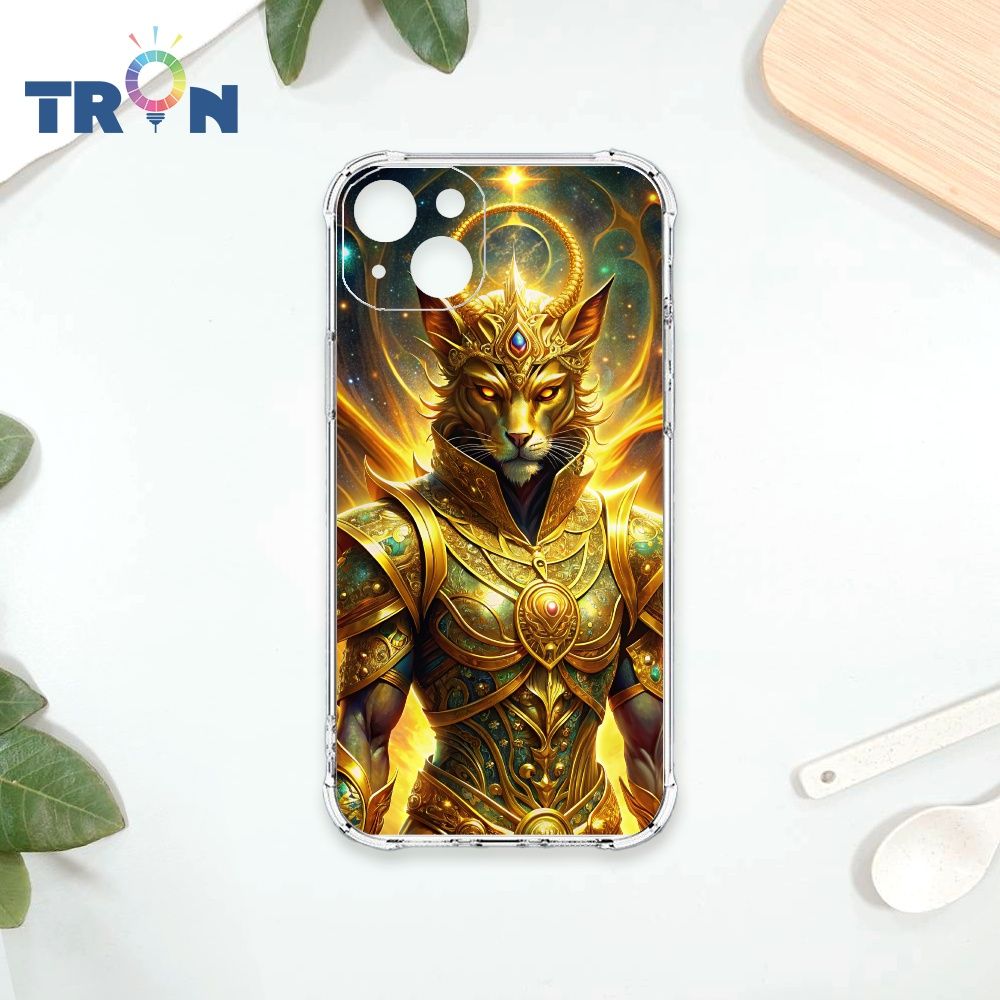  TRON IPhone 15 PLUS 身披金甲的貓 四角防摔殼 手機殼