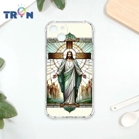 TRON IPhone 15 PLUS 耶穌彩繪玻璃 四角防摔殼 手機殼