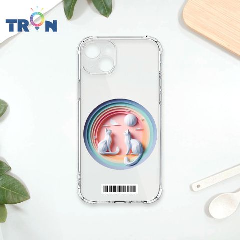TRON IPhone 15 PLUS 可愛紙雕貓咪  載具 四角防摔殼 手機殼