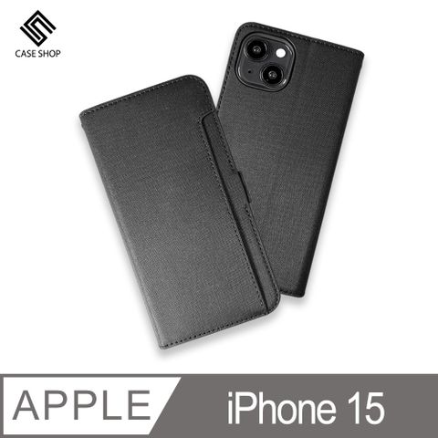 CASE SHOP 側掀站立式皮套-iPhone 15 (6.1) 黑
