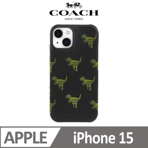 【COACH】iPhone 15 真皮手機殼 小恐龍