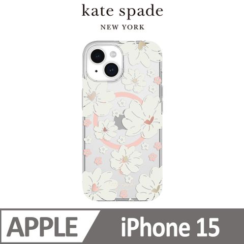 Kate Spade iPhone 15 MagSafe 精品手機殼 純白牡丹