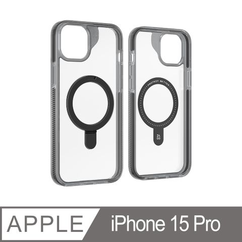 ZAGG iPhone 15 Pro 聖塔克魯茲磁吸環支架款-石墨烯防摔保護殼 黑色