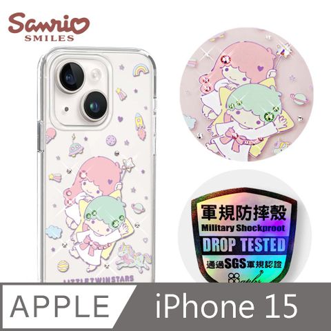 APBS 三麗鷗 iPhone 15 6.1吋輕薄軍規防摔水晶彩鑽手機殼-星際雙子星