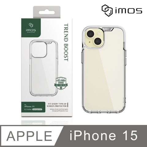 imos Apple iPhone 15 6.1吋 軍規認證雙料防震保護殼-透明