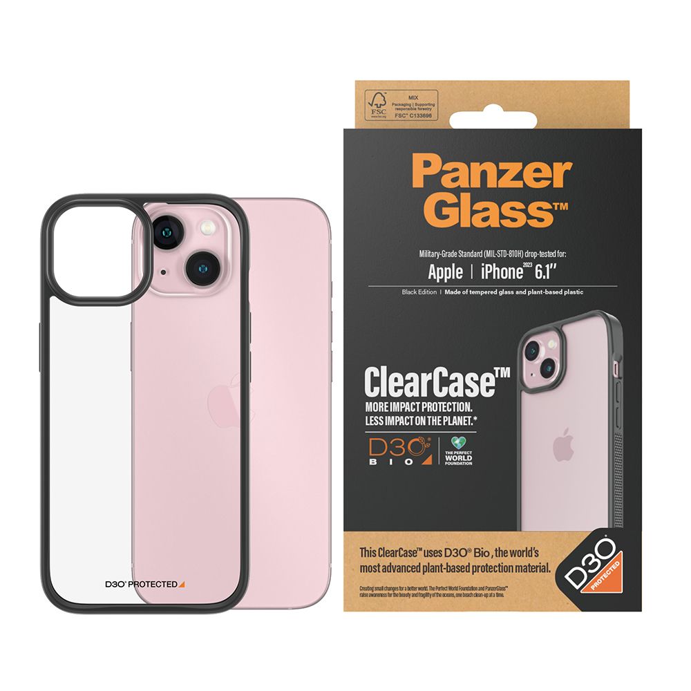 PanzerGlass  iPhone 15 6.1吋 ClearCase 能量吸收材料D3O漾玻防摔殼-黑