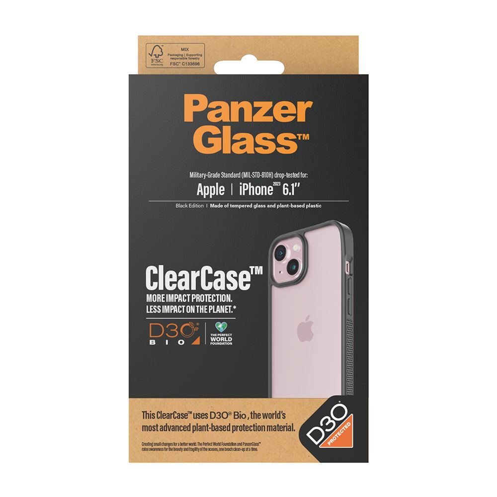 PanzerGlass  iPhone 15 6.1吋 ClearCase 能量吸收材料D3O漾玻防摔殼-黑