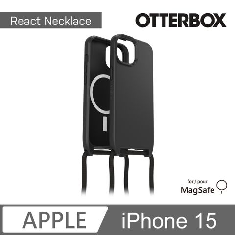 OTTERBOX iPhone 15 6.1吋 ReactNecklace 簡約掛繩輕透防摔殼(黑)