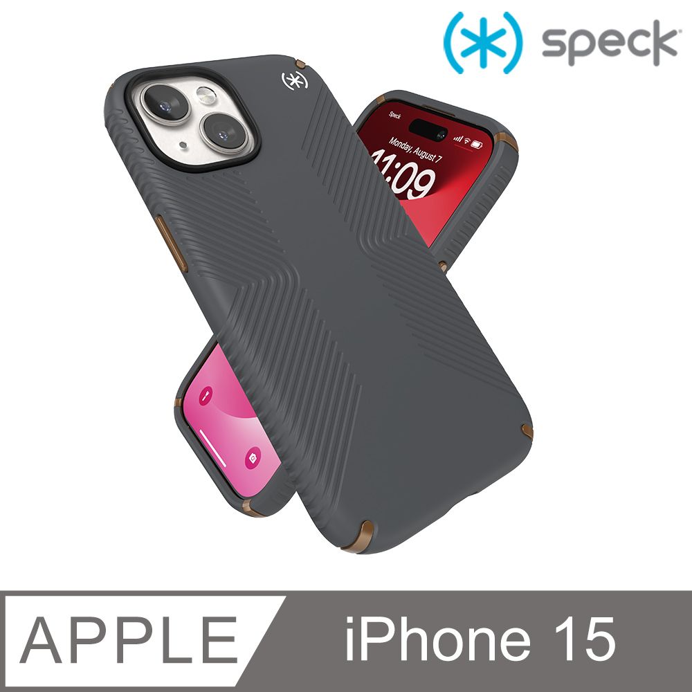 Speck  iPhone 15 (6.1吋) Presidio2 Grip 防手滑防摔殼-炭灰色