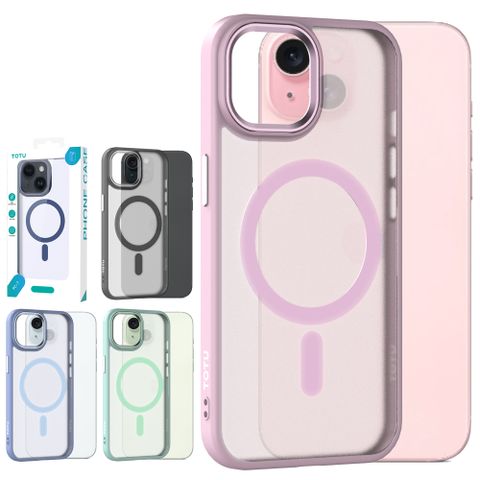 【TOTU】iPhone 15 / i15 磁吸防摔手機殼合金鏡頭框 膚感 金盾 拓途