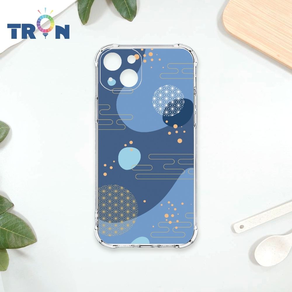  TRON IPhone 15 PLUS 日系和風圓點流雲系列 四角防摔殼 手機殼