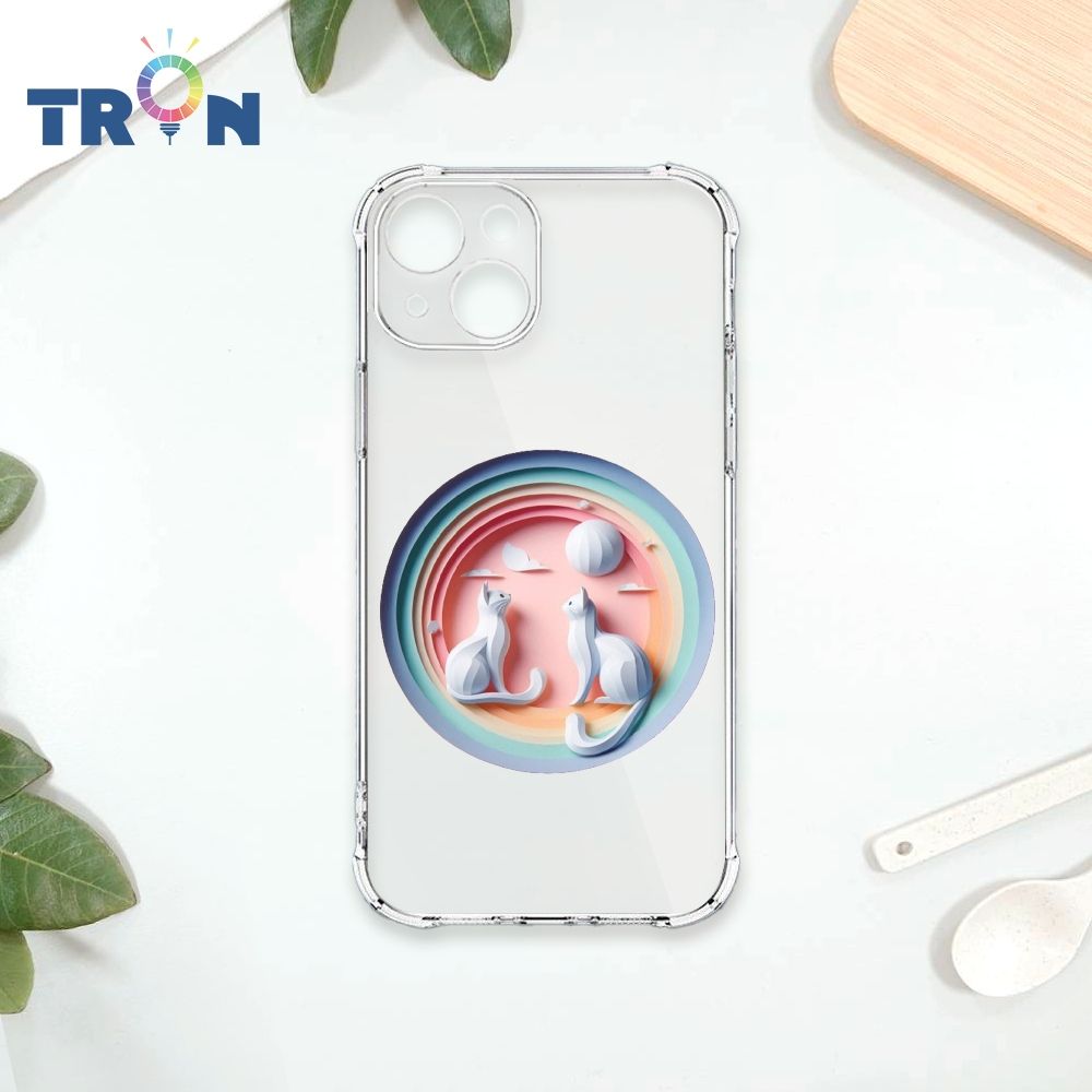  TRON IPhone 15 可愛紙雕貓咪 四角防摔殼 手機殼