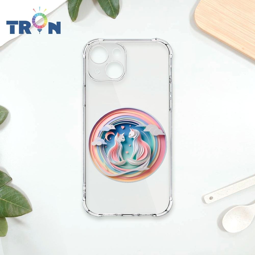  TRON IPhone 15 可愛紙雕貓咪 四角防摔殼 手機殼