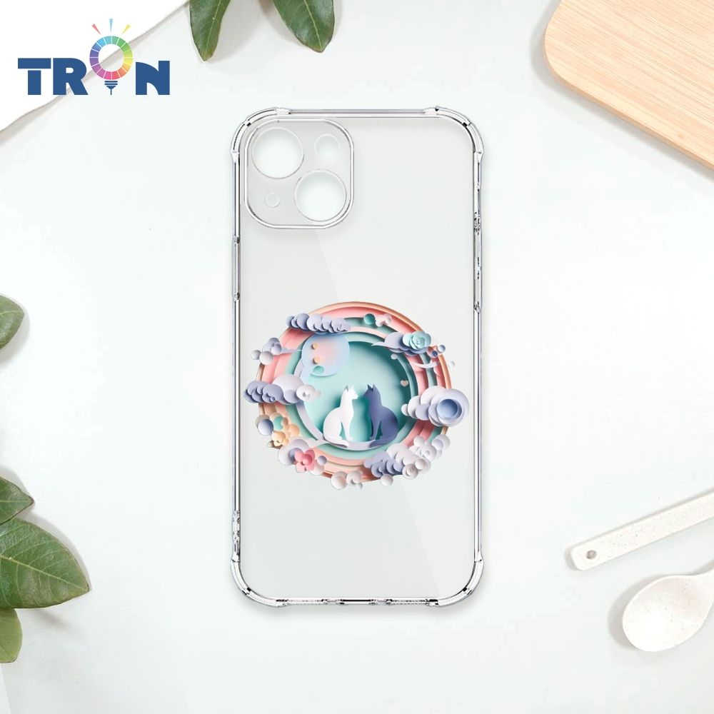  TRON IPhone 15 可愛紙雕貓咪 四角防摔殼 手機殼