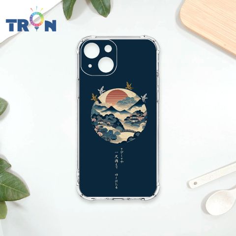 TRON IPhone 15 圓形復古山水畫系列 四角防摔殼 手機殼