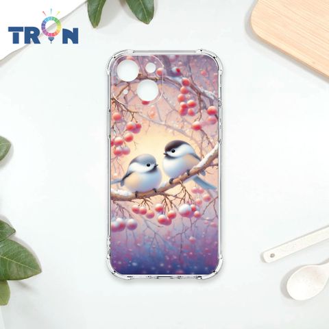 TRON IPhone 15 莓果雪之妖精銀喉長尾山雀 四角防摔殼 手機殼