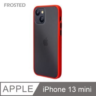 【個性撞色防摔】iPhone13 mini 手機殼 i13 mini 親膚手感 鏡頭加高 不留指紋(紅+黑鍵)