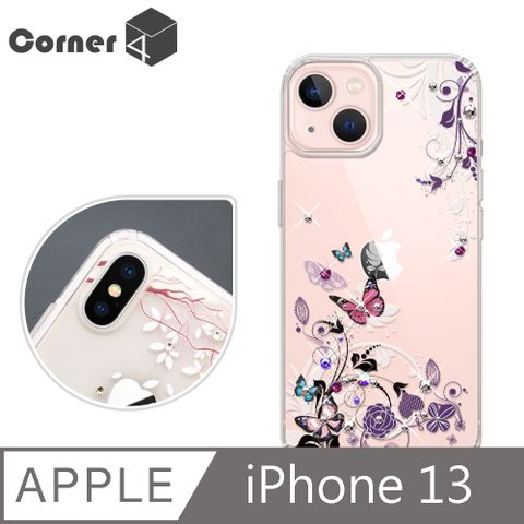 Corner4 iPhone 13 6.1吋奧地利彩鑽雙料手機殼-蝶舞