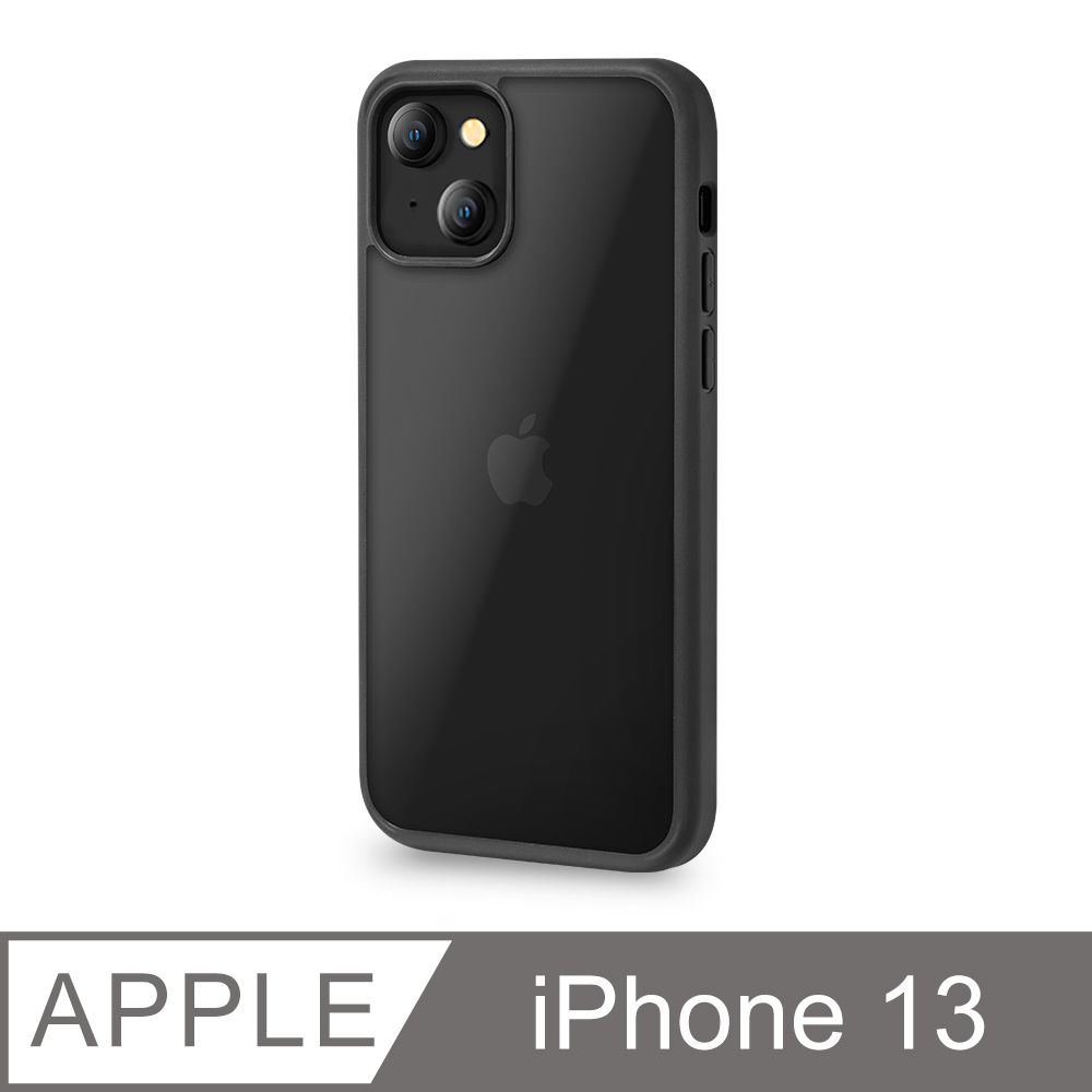  【輕薄防摔殼】iPhone 13 手機殼 i13 保護殼 鏡頭加高 雙料保護 軟邊硬殼(極簡黑)