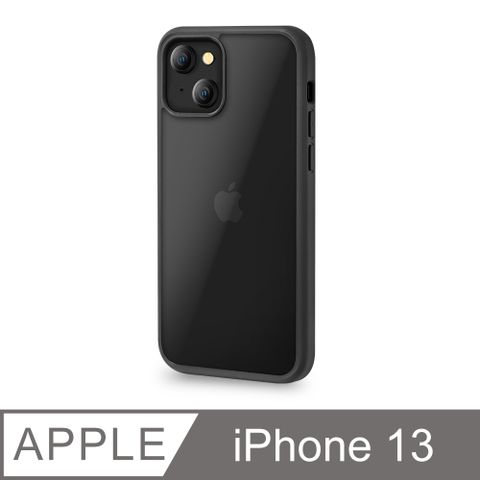 【輕薄防摔殼】iPhone 13 手機殼 i13 保護殼 鏡頭加高 雙料保護 軟邊硬殼(極簡黑)