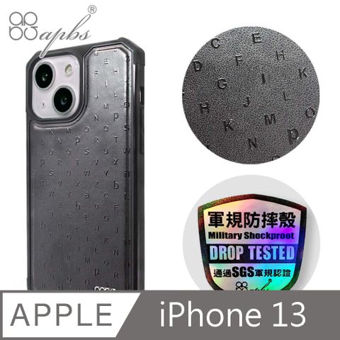 APBS iPhone 13 6.1吋浮雕感軍規防摔皮革磁吸手機殼-經典牛紋-Letter