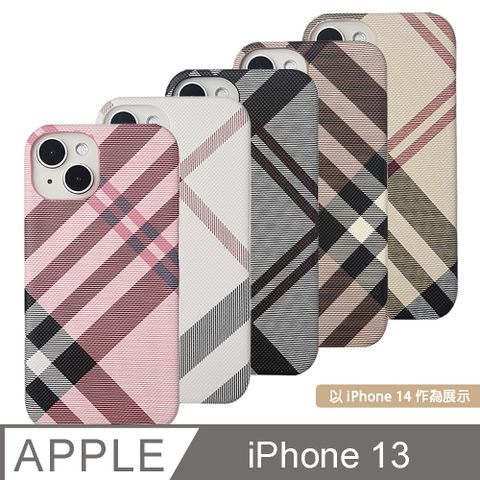 Aguchi 亞古奇 Apple iPhone 13 (6.1吋 ) 英倫格紋氣質背蓋手機殼/保護殼 獨家限量發行