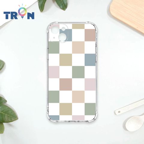 TRON IPhone 13 莫蘭迪色簡約格子A款 四角防摔殼 手機殼