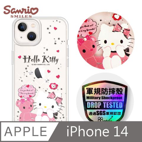 APBS 三麗鷗 Kitty iPhone 14 6.1吋輕薄軍規防摔彩鑽手機殼-凱蒂熊麻吉