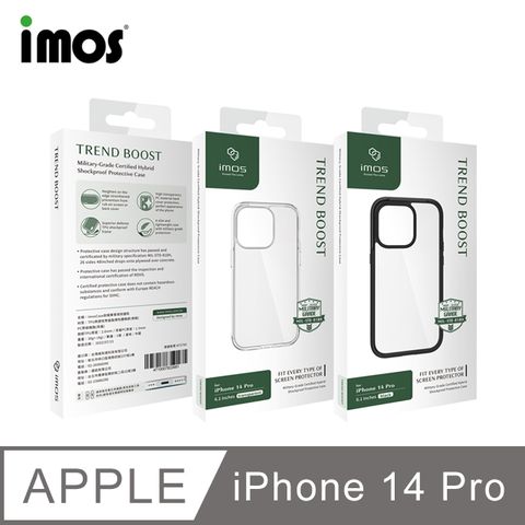 imos Apple iPhone 14 Pro 6.1吋 軍規認證雙料防震保護殼-透明