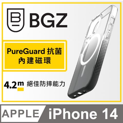 BodyGuardz 美國 BGZ/ iPhone 14 Ace Pro 頂級王牌耐衝擊軍規防摔殼MagSafe版 - 黑白漸層