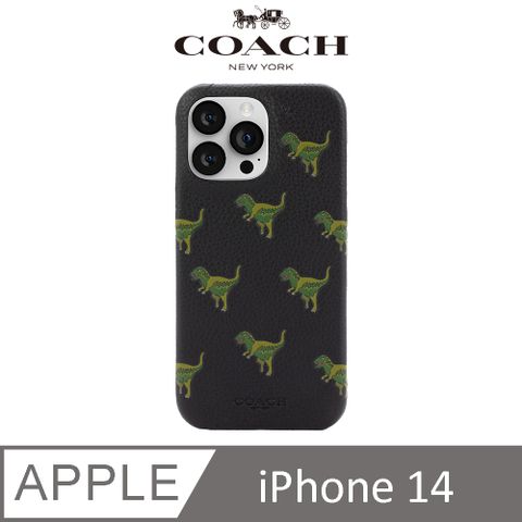 【COACH】iPhone 14 精品真皮手機殼 小恐龍 (i13 6.1吋可共用)