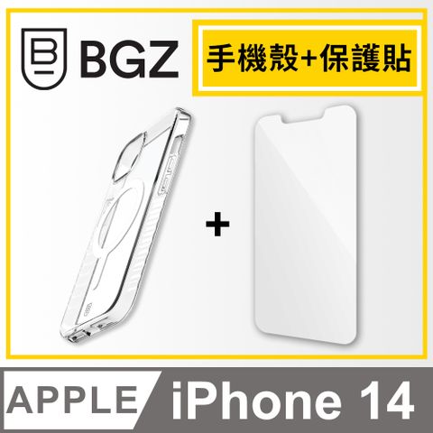 BodyGuardz 【組合價】美國 BGZ iPhone 14 Carve 防滑手感防摔殼MagSafe版 + Pure 不卡殼強化玻璃保護貼