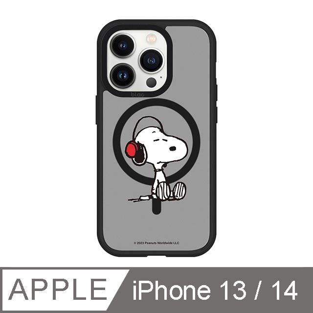 TOYSELECT 拓伊生活 iPhone 13/14 6.1吋 SNOOPY史努比 聽音樂極光霧透MagSafe iPhone手機殼