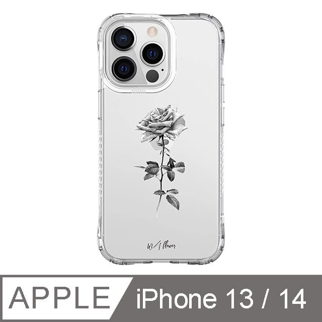 TOYSELECT 拓伊生活 iPhone 13/14 6.1吋 浪花聯名款經典黑白玫瑰抗黃防摔iPhone手機殼