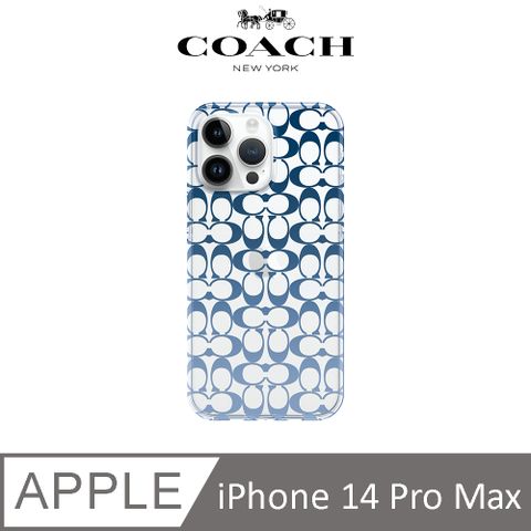 【COACH】 iPhone 14 Pro Max 精品手機殼彩 漸層藍經典大C