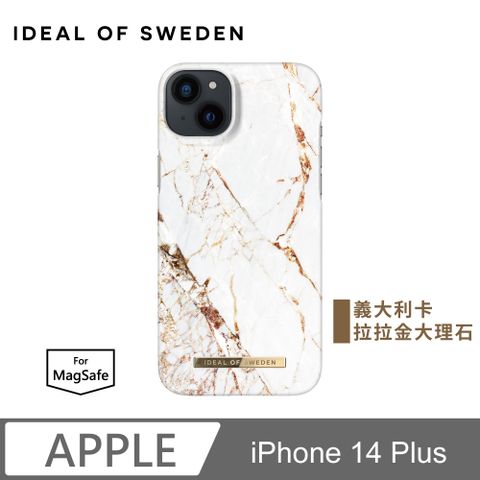 iDeal Of Sweden iPhone 14 Plus 北歐時尚瑞典磁吸手機殼-義大利卡拉拉金大理石(支援MagSafe)