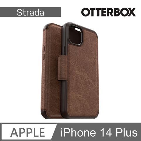 OtterBox iPhone 14 Plus Strada步道者系列真皮掀蓋保護殼-棕