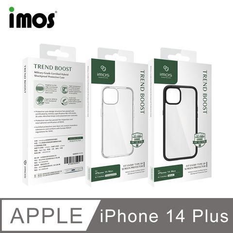 imos Apple iPhone 14 Plus 6.7吋系列 軍規認證雙料防震保護殼-潮流黑