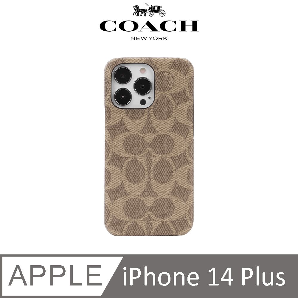 COACH 蔻馳  iPhone 14 Plus 精品手機殼 卡其色經典大C