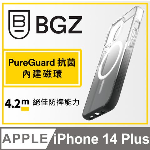 BodyGuardz 美國 BGZ/ iPhone 14 Plus Ace Pro 頂級王牌耐衝擊軍規防摔殼MagSafe版 - 黑白漸層