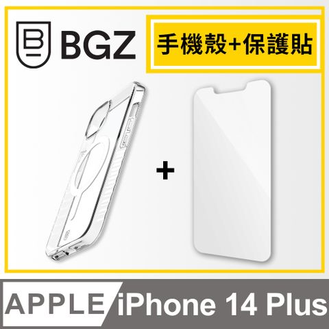 BodyGuardz 【組合價】美國 BGZ iPhone 14 Plus Carve 防滑手感防摔殼MagSafe版 + Pure 不卡殼強化玻璃保護貼