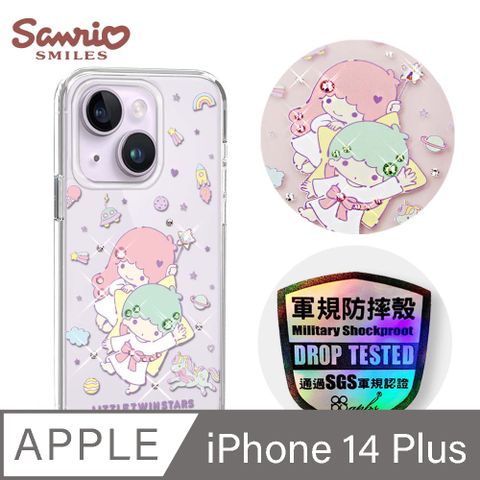 APBS 三麗鷗 iPhone 14 Plus 6.7吋輕薄軍規防摔彩鑽手機殼-星際雙子星