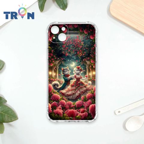 TRON IPhone 14 PLUS 月光下玫瑰庭園跳舞的貓咪 四角防摔殼 手機殼