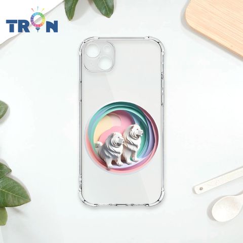 TRON IPhone 14 PLUS 可愛紙雕鬆獅犬 四角防摔殼 手機殼