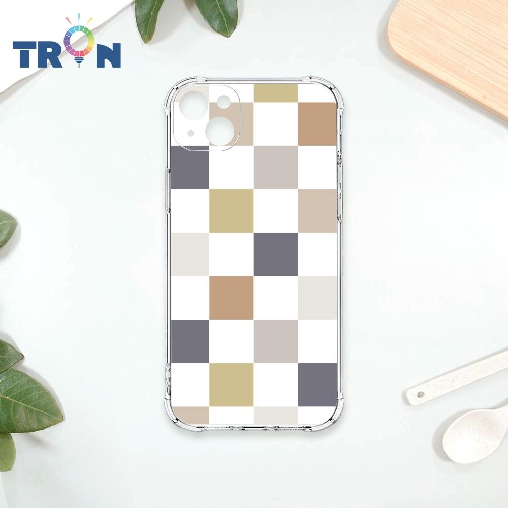  TRON IPhone 14 PLUS 莫蘭迪色簡約格子A款 四角防摔殼 手機殼