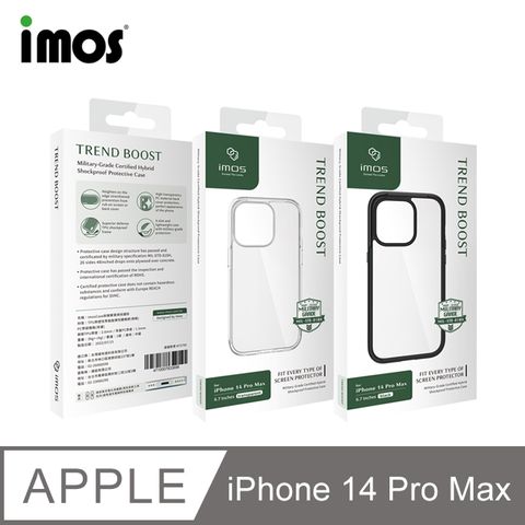 imos Apple iPhone 14 Pro Max 6.7吋系列 軍規認證雙料防震保護殼-潮流黑