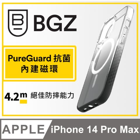 BodyGuardz 美國 BGZ/ iPhone 14 Pro Max Ace Pro 頂級王牌耐衝擊軍規防摔殼MagSafe版-黑白漸層