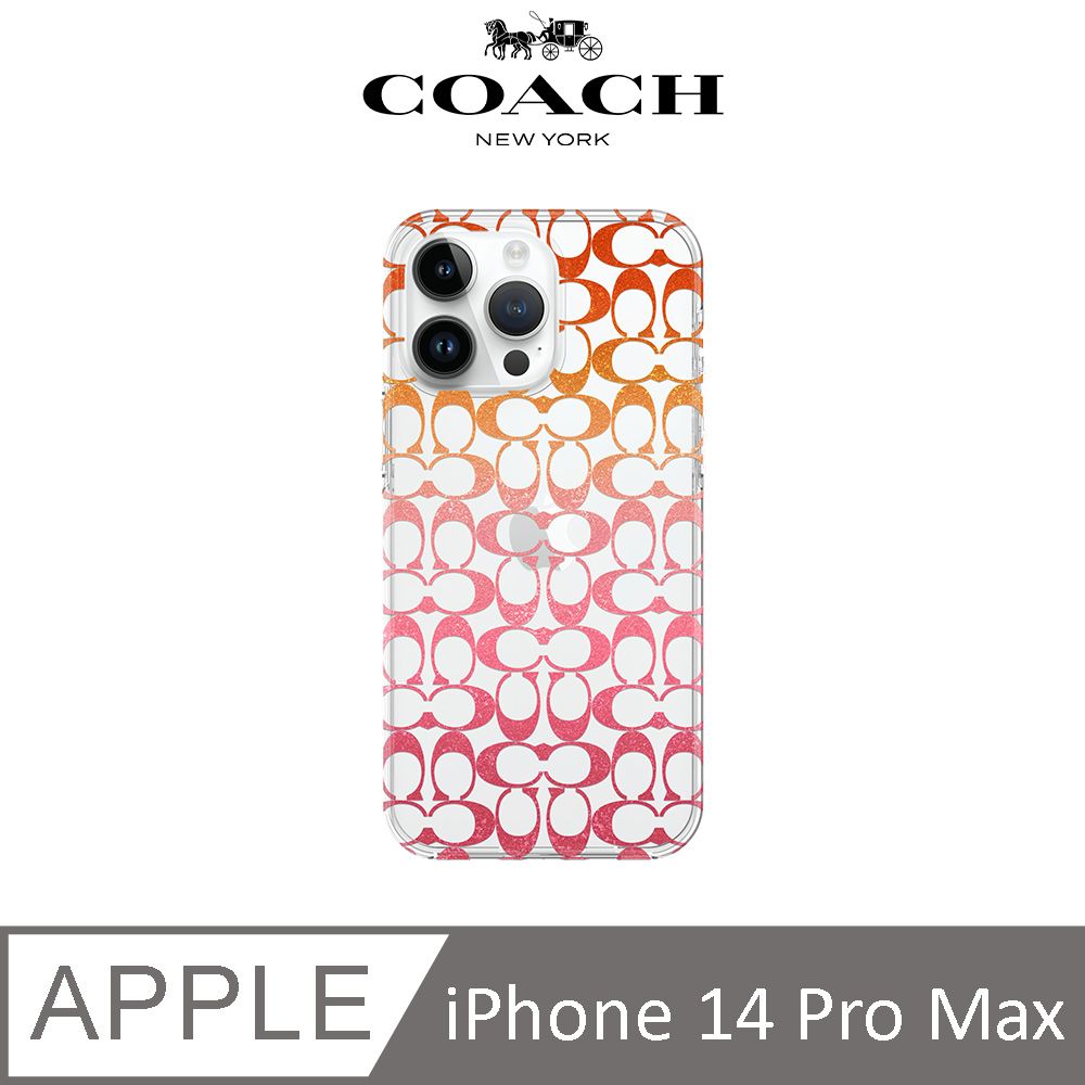 COACH 蔻馳  iPhone 14 Pro Max 精品手機殼 粉紅經典大C