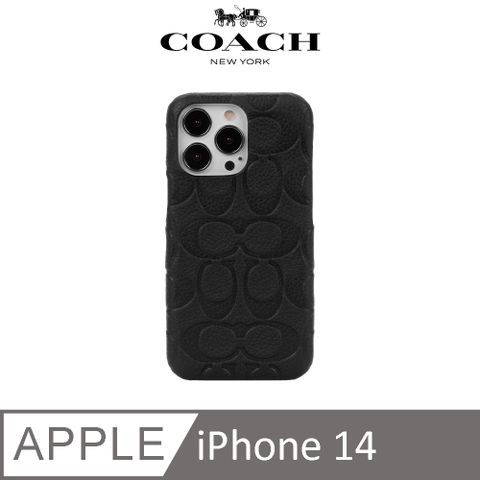 COACH 蔻馳 iPhone 14 精品真皮手機殼 黑色經典大C (i13 6.1吋可共用)